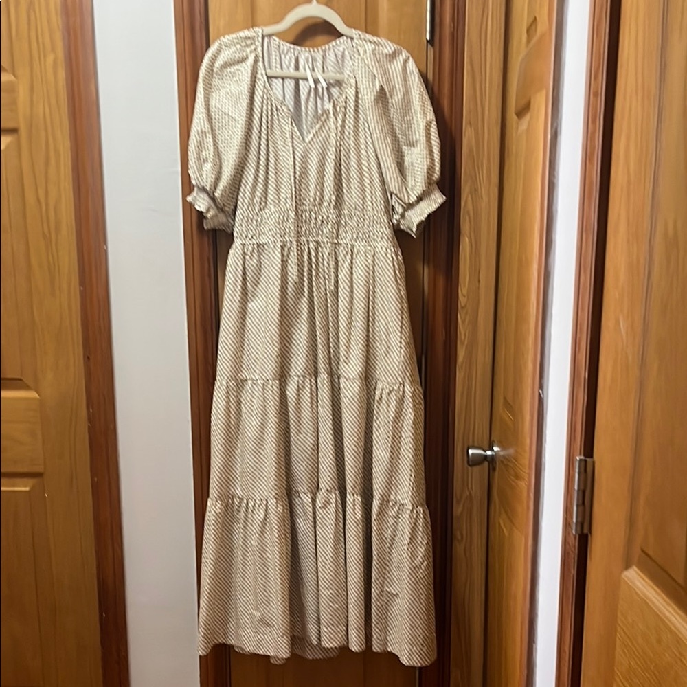 Anthropologie Somerset Maxi Dress: puff sleeve edition neutral size L